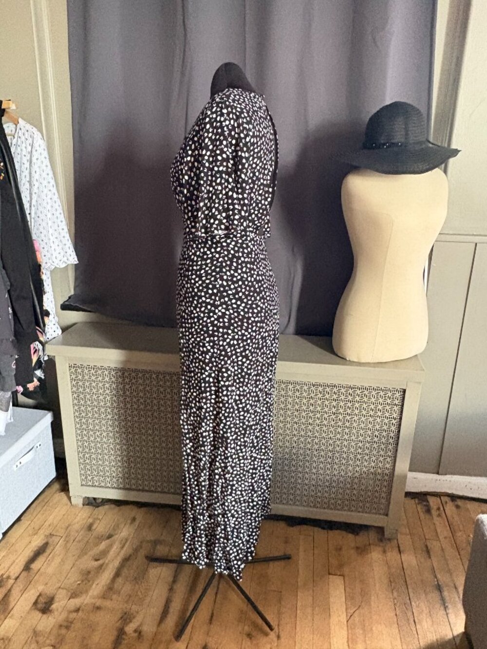 Topshop Austin Spot Print Midi Dress in Monochrome - Picture 7 of 10